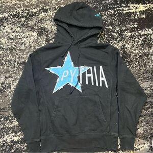 Black Pythia Hoodie with Blue Butterfly Design